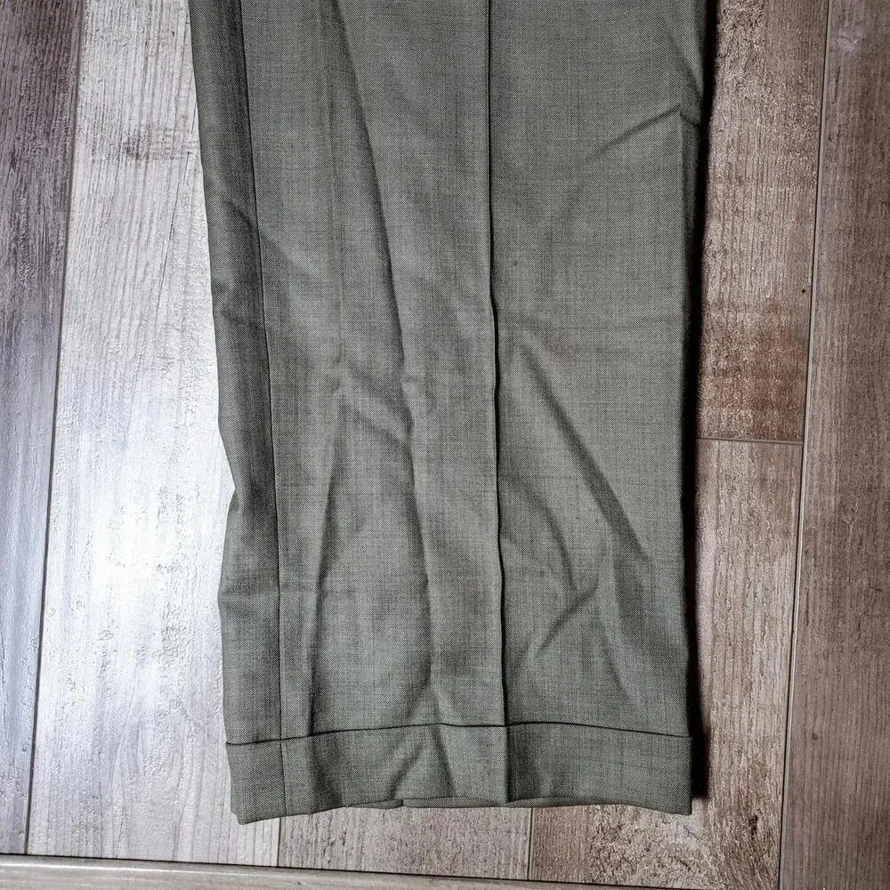 Men's Custom Tailored Cuffed Dress Pants Size 38x34 EUC Tan Beige Khaki